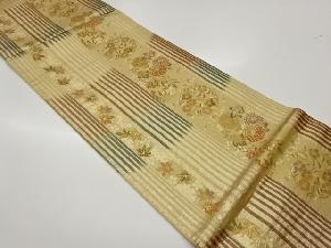 縞に花丸文模様織出し袋帯